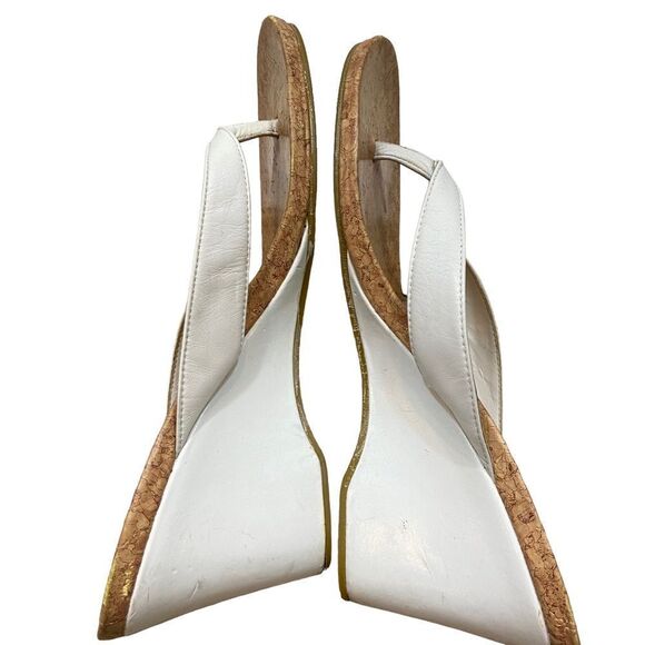 Style & Co White Leather Wedge Flip Flop Sandals Size 9.5 - Picture 6 of 11